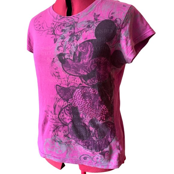 DISNEYLAND - Disney Minnie Mouse Purple fushsia tshirt with rhinestones - Medium - Picture 1 of 8